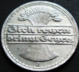 Cumpara ieftin Moneda istorica 50 PFENNIG - IMPERIUL GERMAN, anul 1921 *cod 429 B - LITERA J, Europa, Aluminiu