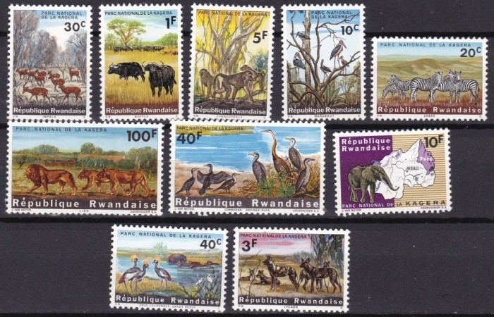 Rwanda 1965 fauna parc national MI 104-113 MNH