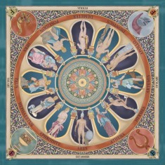 Batic The Olympian Gods din mătase naturală - teracotă/turcoaz