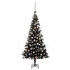 Brad Craciun pre-iluminat cu set globuri, negru, 180 cm, PVC