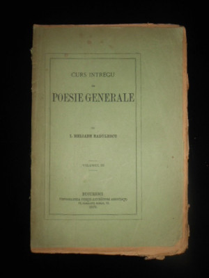 I. HELIADE RADULESCU - CURS INTREGU DE POESIE GENERALE volumul 3 (1870) foto