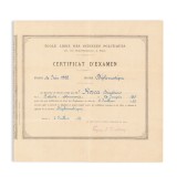 Dumitru D. Roșca, certificat eliberat de &Eacute;cole Libre des Sciences Politiques, 1922