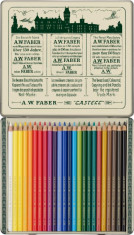 Creioane Colorate Faber-Castell Polychromos 111 Ani, 24 culori, cutie metal foto