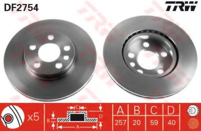 Disc frana FIAT SCUDO combinato (220P) (1996 - 2006) TRW DF2754 foto