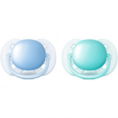 Set 2 suzete ortodontice din silicon 0-6 luni Philips Avent Ultra Soft SCF212/20, Albastru foto