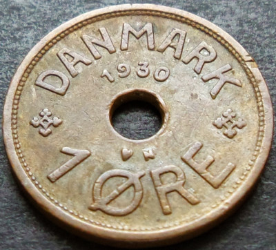 Moneda istorica 1 ORE - DANEMARCA, anul 1930 * cod 2209 foto