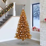 VidaXL Brad de Crăciun cu 300 LED cu suport Auriu 240 cm PET 3396645