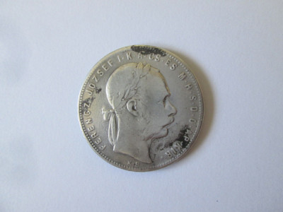An rar! Ungaria 1 Forint 1880 K.B. argint 900 foto