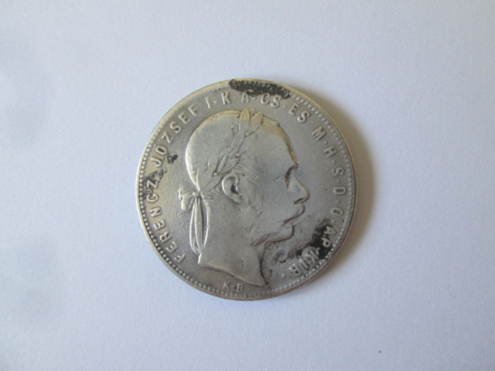 An rar! Ungaria 1 Forint 1880 K.B. argint 900
