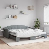 vidaXL Pat de zi cu extensie și saltele, gri deschis 100x200 cm textil