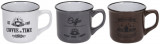 Set 3 cani Coffe, 330 ml, ceramica, alb/gri/maro