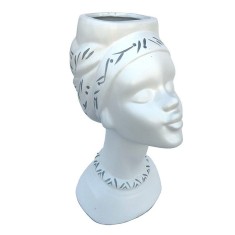 Vaza decorativa, Africana, 30 cm, Alb, 468H-3 foto
