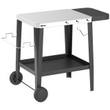 Outsunny Cărucior de bucătărie cu roți cărucior de servire cu c&acirc;rlige, suport pentru role de h&acirc;rtie și prosoape, oțel inoxidabil, 115 x 67,5 x 80,5 cm