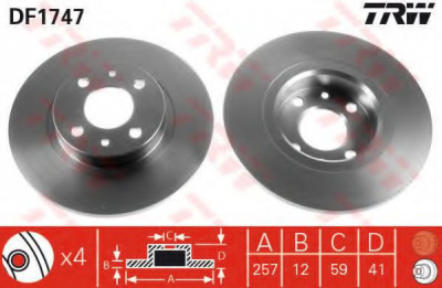 Disc frana LANCIA YPSILON (843) (2003 - 2011) TRW DF1747 foto