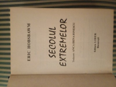 Eric Hobsbawm Secolul extremelor, ed. legata foto