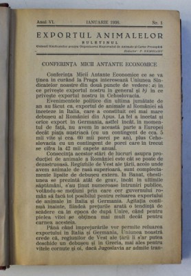 EXPORTUL ANIMALELOR - BULETINUL UNIUNII SINDICATELOR PENTRU ORGANIZAREA EXPORTULUI DE ANIMALE SI CARNE PROASPATA , COLEGAT DE 22 DE NUMERE* , APARUTE foto