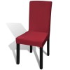 Huse Scaun Elastice Gossi, Rosu Bordo, Set 6 Bucati, Poliester/Elastan, Uni, Lavabile, 46-55cm Inaltime Spatar