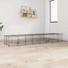 vidaXL Cușcă animale de companie cu ușă 36 panouri negru 35x35 cm oțel