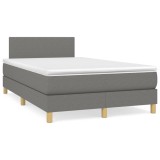 vidaXL Pat box spring cu saltea, gri &icirc;nchis, 120x190 cm, textil 3269759