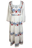 Rochie casual dama, R370, marime XL, alb/rosu, Bumbac