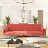 VidaXL Canapea extensibilă cu 2 locuri, 2 perne, roz, catifea
