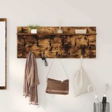 vidaXL Răcător de paltoane montat pe perete cu raft Stejar fumuriu 874447