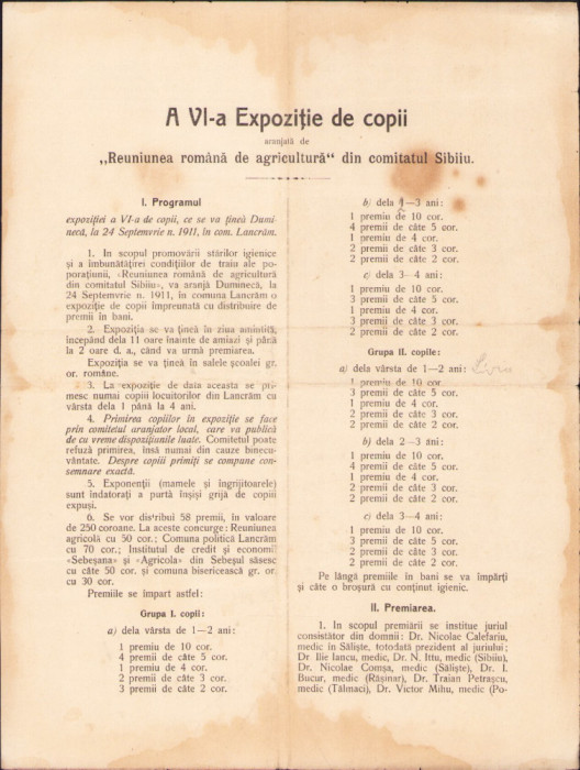 HST A1365 Expoziția de copii 1911 Reuniunea Rom&acirc;nă de Agricultură la Lancrăm