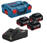 Bosch Set 3 acumulatori Li-Ion, 18V, 5Ah + Incarcator 4Ah + L-Boxx - 3165140990868