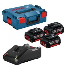 Bosch Set 3 acumulatori Li-Ion, 18V, 5Ah + Incarcator 4Ah + L-Boxx - 3165140990868