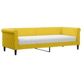 Cumpara ieftin Pat de zi cu saltea, galben, 80x200 cm, catifea