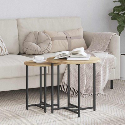 vidaXL Set măsuțe laterale 2 pcs Stejar Artisan și Negru 869701 foto