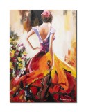 Tablou pictat manual, Eleganta cu vioara, 70x50cm ulei pe panza in cutit efect 3D, Mircea Iordache