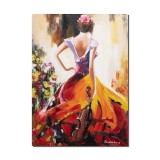 Tablou pictat manual, Eleganta cu vioara, 70x50cm ulei pe panza in cutit efect 3D, Mircea Iordache