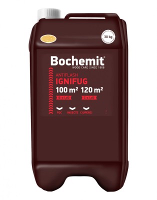 Solutie ignifugare lemn Bochemit Antiflash 30Kg, transparent, concentrat, 100m2 clasa B-s1,d0, 120m2 clasa C-s1,d0, protectie insecte si ciuperci foto