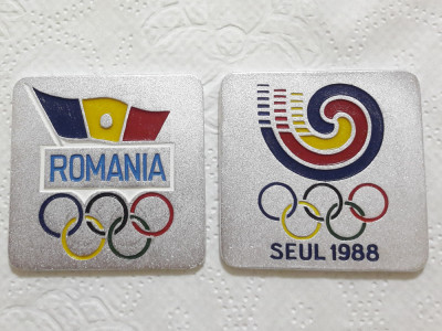 Lot 2 plachete Olimpiada de la Seul 1988 Romania foto