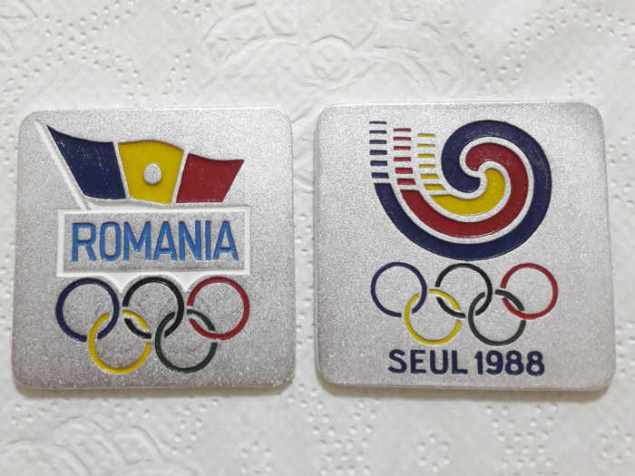 Lot 2 plachete Olimpiada de la Seul 1988 Romania