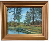 Petre Buzatov (1922-1996), pictor ieșean - Peisaj - Margine de pădure - ulei/carton