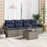 vidaXL Set de canapele pentru grădină 5 pcs Gri și bleumarin poliratan 3353904