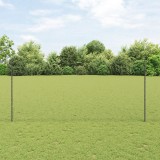 Posturi de Gard vidaXL 22 pcs U-Channel Gri 140 cm Oțel, Gard Hexagonal vidaXL Gri 1,4x25 m Oțel