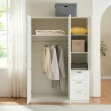 Kleiderschrank Finning 176x120x52 cm 3 Schubladen Wei&szlig; [en.casa] HausGarden Leisure