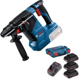 Bosch GBH 18V-24 C + 0615990L1R - Rotopercutor SDS-Plus 2.4 J + Set 3 acumulatori si incarcator Li-Ion 18 V 4 Ah valiza speciala