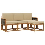 vidaXL Set de canapele de exterior cu pernă 4 pcs natural 3385109