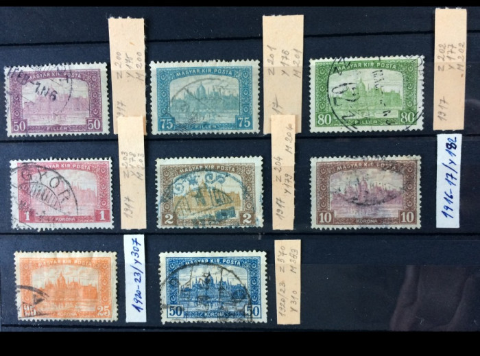 Ungaria 1917-1920, lot de 8 buc.