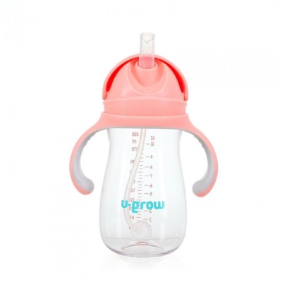 Cana cu pai tritan roz 300ml u-grow foto