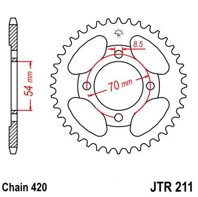 Pinion spate 39 dinti pas lant 420 &amp;ndash; Honda C 90 Cub - C 90 CW Cub - C 90 M Cub - C 90 Z Cub foto