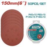 TOTAL - SET 50 BUC. DISC HARTIE ABRAZIVA 150MM - P40, P80,P120,P180 PowerTool TopQuality