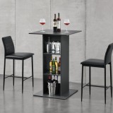 [en.casa] Masa bar Visby G, 70 x 70 x 110cm, PAL melaminat, gri inchis, cu 3 rafturi HausGarden Leisure, [en.casa]