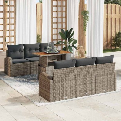 vidaXL Set de canapele pentru grădină 7 pcs Gri 100 x 55 x 73 cm 3349530 foto