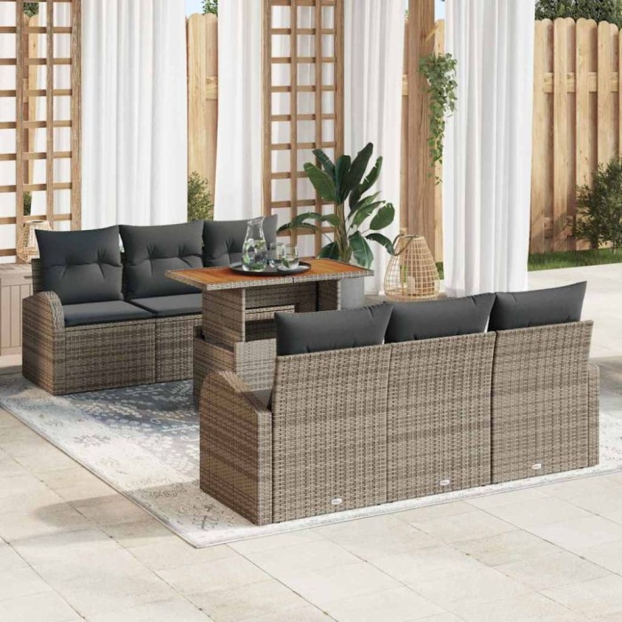 vidaXL Set de canapele pentru grădină 7 pcs Gri 100 x 55 x 73 cm 3349530