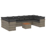 Cumpara ieftin Set canapele de gradina cu perne, 11 piese, gri, poliratan